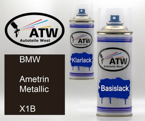 BMW, Ametrin Metallic, X1B: 400ml Sprühdose + 400ml Klarlack - Set, von ATW Autoteile West.